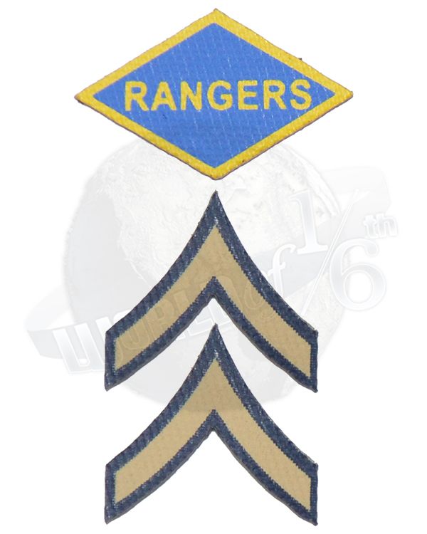 FacePool WWII US Ranger Private Rifleman France 1944: U.S. Rangers & Private Shoulder Patch Set