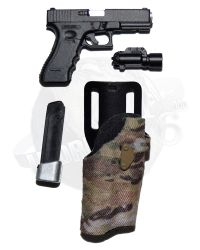 Mini Times U.S. Army Special Forces Paratrooper: Glock Pistol With Tac Light & Camouflaged Holster