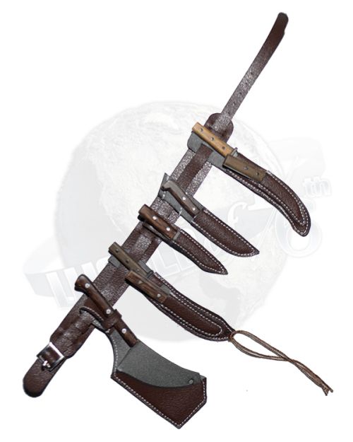 Present Toys New York Butcher: Leather Belt With Seven Knife Utensils (Metal)