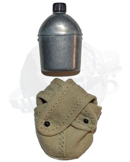 Dragon Models Ltd. WWII USMC Mike Walker Canteen (Metal) & Canvas Pouch (Tan)