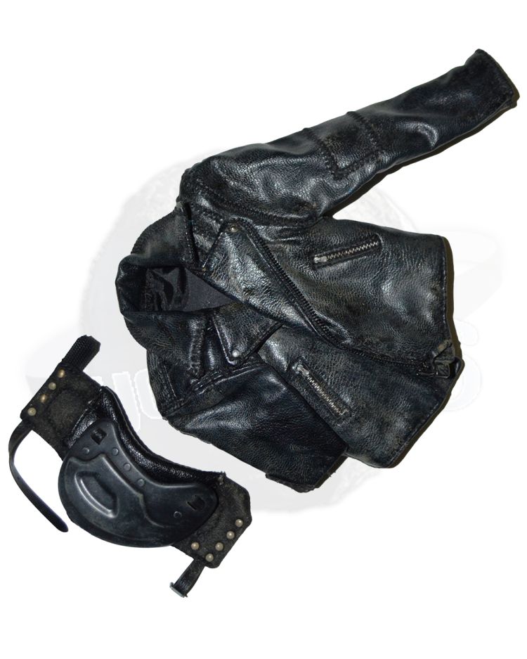 VTS TOYS - Wasteland Ranger: The Road to Hell: Leatherlike Jacket & Shoulder Armor Attachment (Black, Worn)
