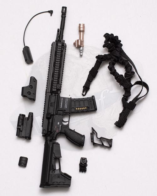 Mini Times CIA Armed Agents: HK416 Rifle With EOTECH EXPS2 Sight, LA5 PEQ Laser, Tango Grip, Scout Light with Low Profile Mount & Sling
