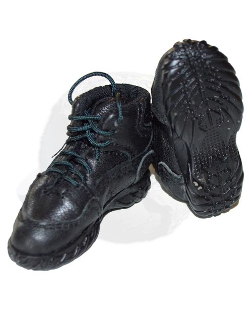 Modern Warfare Military Leather Short Lace Up Boots (Black)